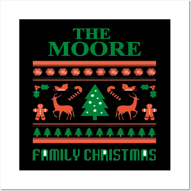 Family Christmas - Groovy Christmas MOORE family, Family Christmas T-shirt, Pjama T-shirt Wall Art by DigillusionStudio